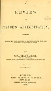 Cover of: A review of Pierce's administration