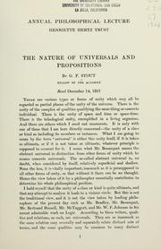Cover of: The nature of universals and propositions