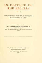 Cover of: In defence of the regalia, 1651-2 by Barron, Douglas Gordon