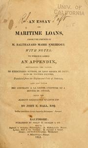 Cover of: essay on maritime loans