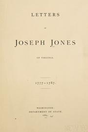 Letters of Joseph Jones of Virginia, 1777-1787 by Jones, Joseph