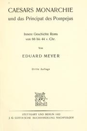 Caesars Monarchie und das Principat des Pompejus by Eduard Meyer