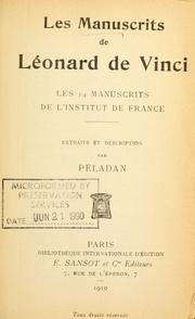 Cover of: manuscrits de Léonard de Vinci: les 14 manuscrits de l'Institut de France