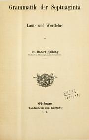 Cover of: Grammatik der Septuaginta: Laut- und Wortlehre.