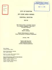 Cover of: City of Boston zip code area series, central Boston, 02110, 1990 population and housing tables, U.S. census summary tape file 3. by Boston Redevelopment Authority