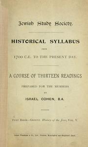 Cover of: Historical syllabus from 1700 C.E. to the present day by Israel Cohen
