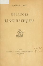 Cover of: Mélanges linguistiques.
