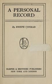 Cover of: A personal record by Joseph Conrad