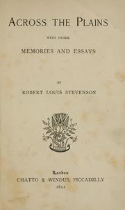 Cover of: Across the plains by Robert Louis Stevenson
