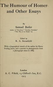 Cover of: The humour of Homer, and other essays by Samuel Butler