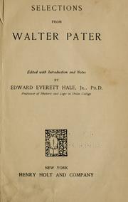 Cover of: Selections from Walter Pater