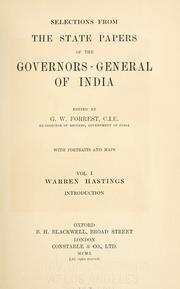 Cover of: Selections from the state papers of the governors-general of India
