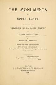 Cover of: monuments of Upper Egypt: a translation of the "Itinéraire de la Haute Égypte", of Auguste Mariette-Bey