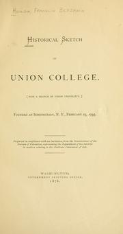 Cover of: Historical sketch of Union college.