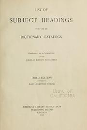 Cover of: List of subject headings for use in dictionary catalogs