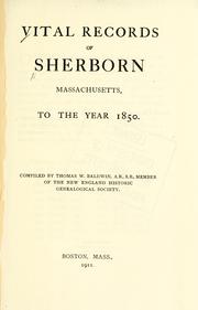 Cover of: Vital records of Sherborn, Massachusetts by Sherborn (Mass. : Town)