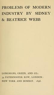 Cover of: Problems of modern industry by Sidney Webb