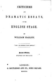 Cover of: Criticisms and dramatic essays, of the English stage.