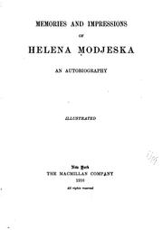 Cover of: Memories and impressions of Helena Modjeska: an autobiography ...