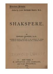 Cover of: Shakspere by Dowden, Edward