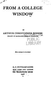 Cover of: From a college window by Arthur Christopher Benson