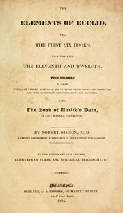 Cover of: The elements of Euclid by by Robert Simson.