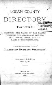 Cover of: Logan County directory, for 1887-8 by compiled by J.F. Hyde.