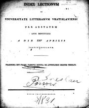 Cover of: Franc. Passovii notitia de Anthologio Orionis Thebani