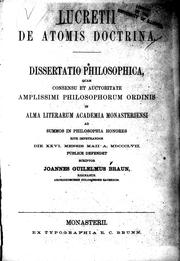 Cover of: Lucretii de atomis doctrina