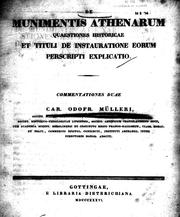 Cover of: De munimentis Athenarum quaestiones historicae et tituli de instauratione eorum perscripti explicatio by Karl Otfried Müller