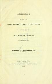 Cover of: Address before the Whig and conservative citizens of Schenectady County at Union Hall by John Sanders Van Rensselaer