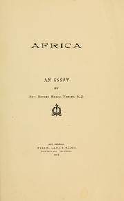 Cover of: Africa: an essay