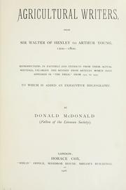 Cover of: Agricultural writers from Sir Walter of Henley to Arthur Young, 1200-1800. by McDonald, Donald