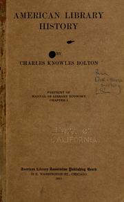 Cover of: American library history