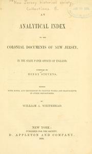 Cover of: An analytical index to the colonial documents of New Jersey: in the state paper offices of England.