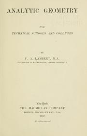 Cover of: Analytic geometry by Preston Albert Lambert
