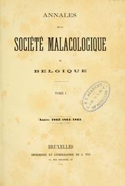 Cover of: Annales de la Société malacologique de Belgique by Société malacologique de Belgique.