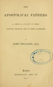 The apostolical fathers by Donaldson, James Sir