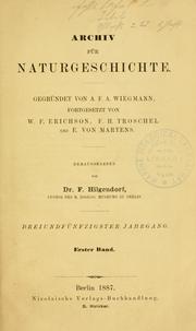 Cover of: Archiv für Naturgeschichte.
