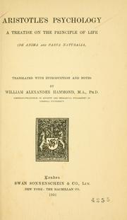 Cover of: Aristotles psychology by Tr. with introduction and notes, by William Alexander Hammond ..