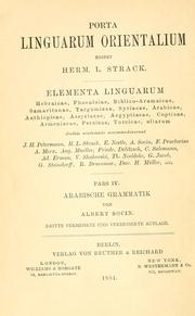 Cover of: A. Socin's Arabische Grammatik, Paradigmen, Literatur, Übungsstücke, und Glossar.
