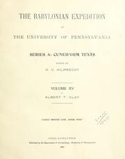 Cover of: The Babylonian Expedition of the University of Pennsylvania. Series A: Cuneiform texts