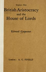 Cover of: British aristocracy and the House of Lords.
