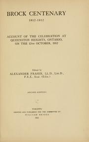 Cover of: Brock centenary, 1812-1912 by Alexander Fraser