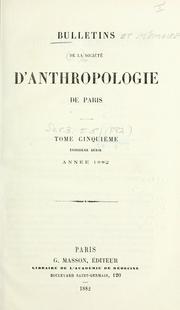 Cover of: Bulletins et mémoires - Société d'anthropologie de Paris.