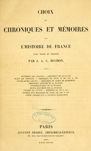 Cover of: Choix de chroniques et mémoires sur l'histoire de France