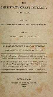 Cover of: The christian's great interest ...
