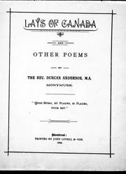 Lays of Canada and other poems by Anderson, Duncan