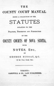 Cover of: The County court manual by by George Bingay.
