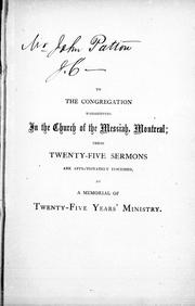 Cover of: Twenty-five sermons: a memorial of twenty-five years' ministry